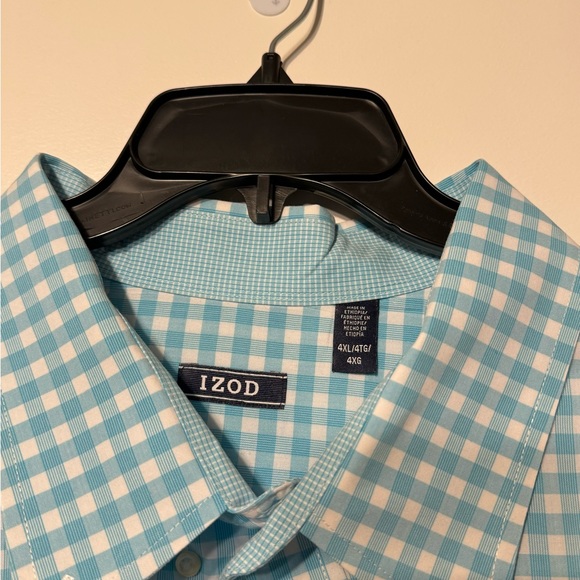 Men’s Big & Tall Izod Long Sleeve Dress Shirt - Size 4X - Turquoise Plaid - Picture 2 of 2